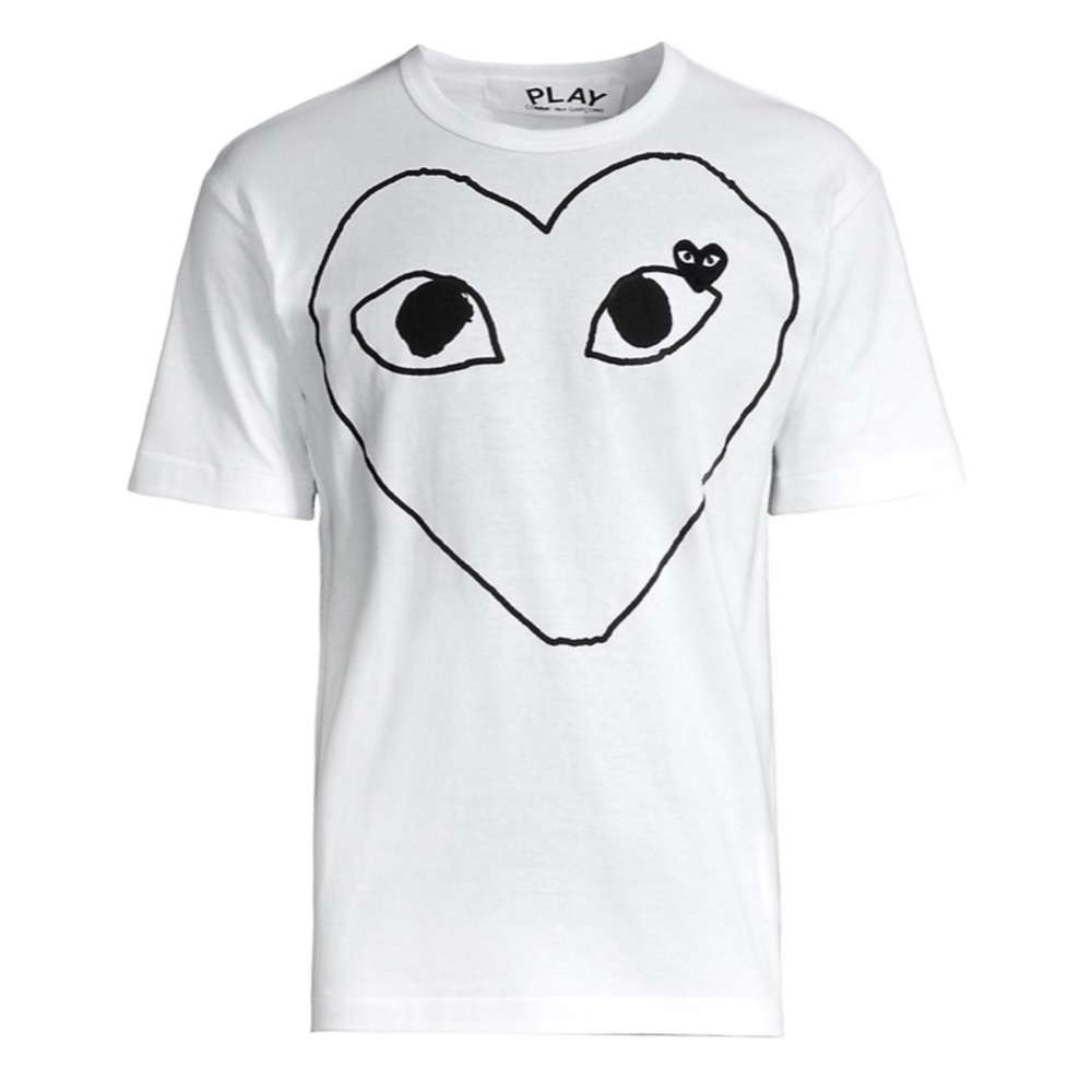 Comme des Garçons PLAY White T-Shirt with Black Heart Eyes Graphic